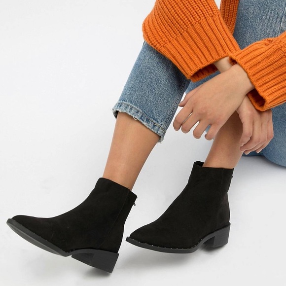 ASOS Shoes - Asos New Look Studded Edge Pointed Toe Flat Boots